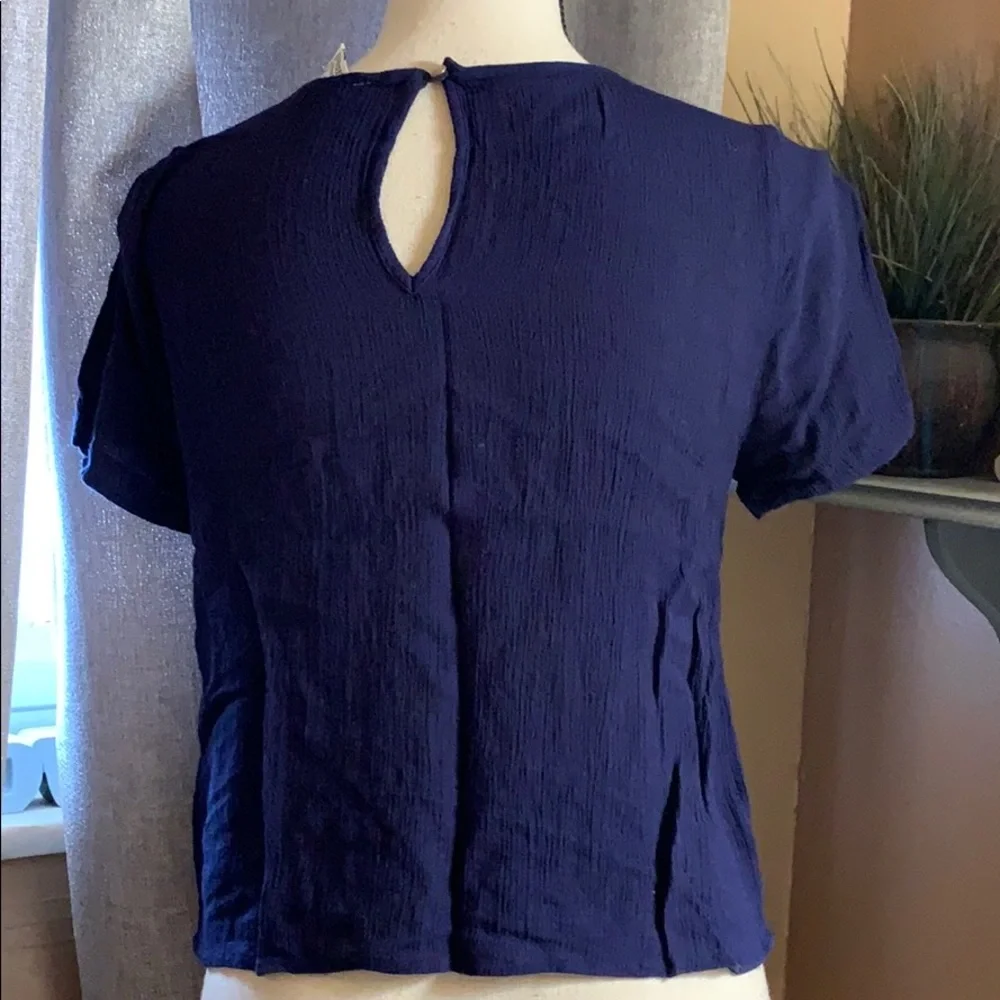 Forever 21 Blue Crochet Detail Round Neckline Short Sleeve Top - Picture 5 of 9